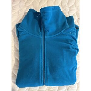 Calvin Klein Blue Fleece Jacket Womens XXL Full Zip Funnel Neck‎ Warm Cozy